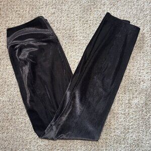 WHBM Leggings Velvet Corduroy Runway Ribbed Black Pull On High Waisted Pants 6